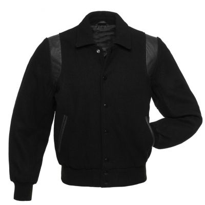 Single strips Varsity Jacket Black-Black